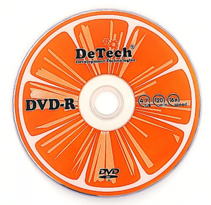 Диск DVD-R DeTech 4.7Gb 16x 1 шт. Orange