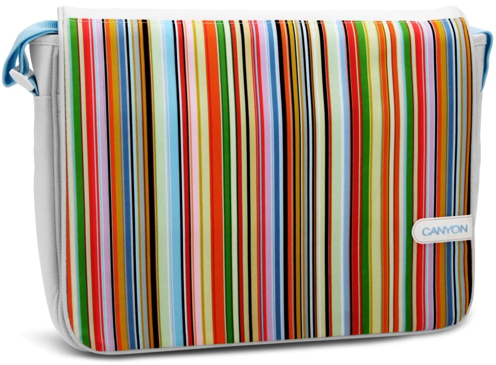 Сумка для ноутбука CANYON CNL-NB08S Messenger для ноутбуковs 13.3", White/Blue with Color Stripes