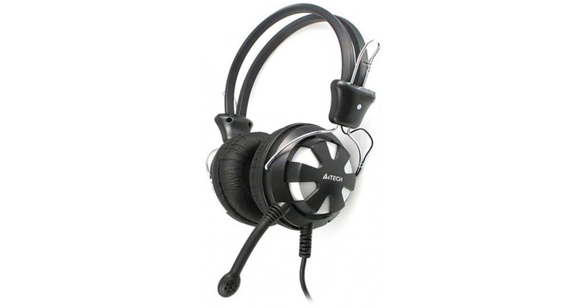 Наушники с микрофоном A4Tech HS-28-2 Black/Silver, Длина шнура 1.8м, Мик. с шумоподавл., регулятор громк.