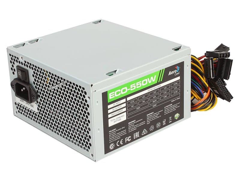 Блок питания 550W Aerocool/Formula ECO-550 ATX 550W, 24+4+4, 4xSATA, 120mm, 1x6+2pin