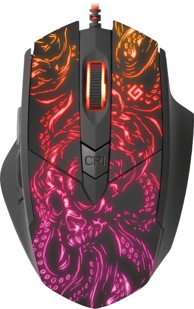 Мышь Defender Titan GM-650L RGB подсветка, игровая, 6 кнопок, макросы, 6400dpi, прорезин
