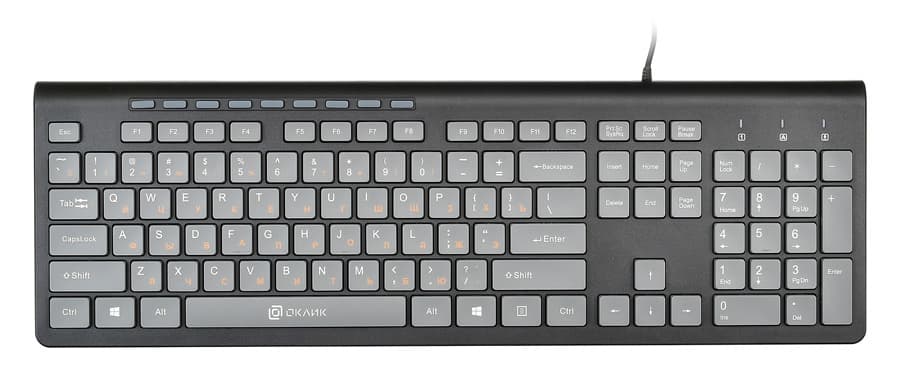 Клавиатура Oklick 480M черный/серый USB slim Multimedia