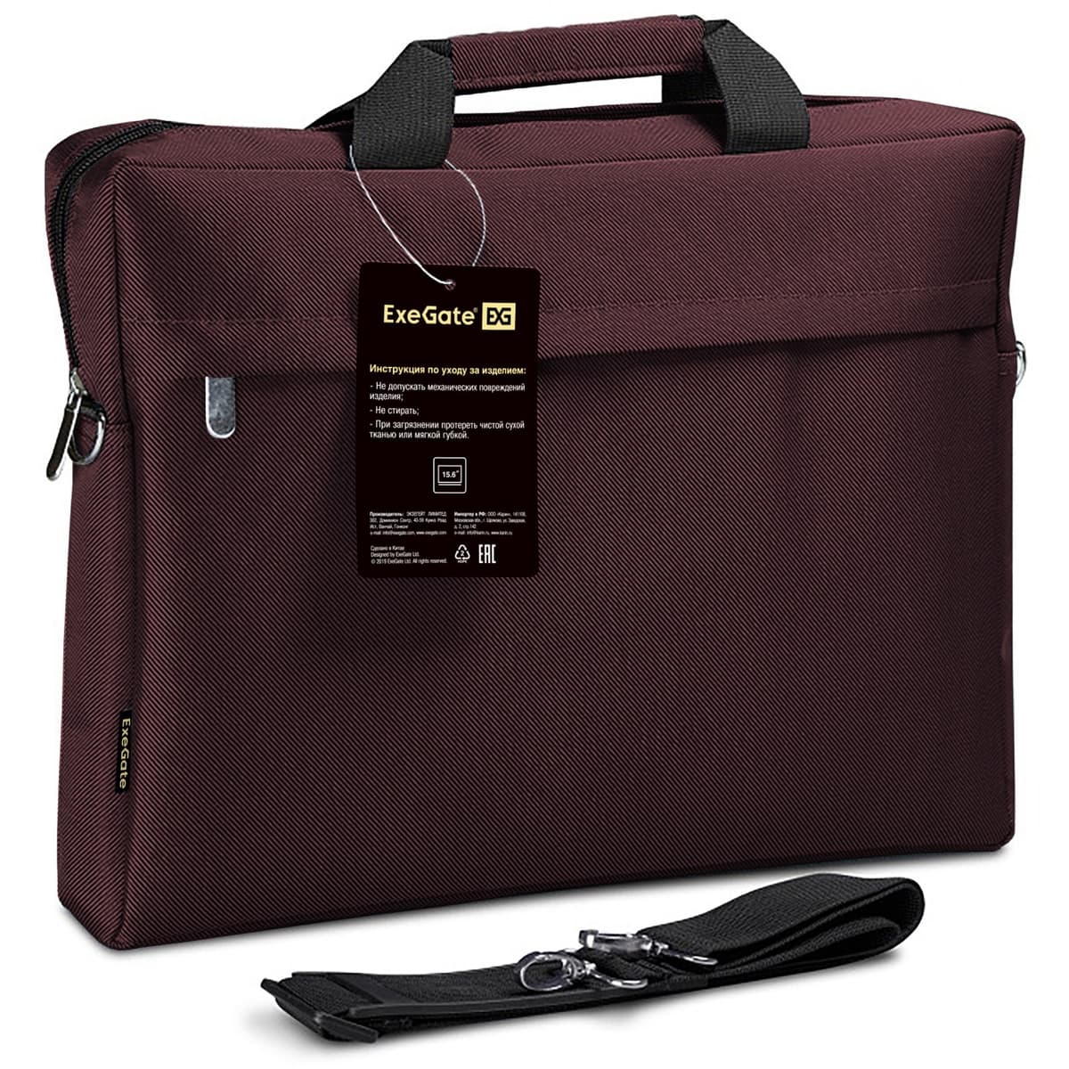 Сумка для ноутбука ExeGate S15 Charcoal (EX212308RUS) темно-коричневая, полиэстер, для ноутбуков до 15.6"