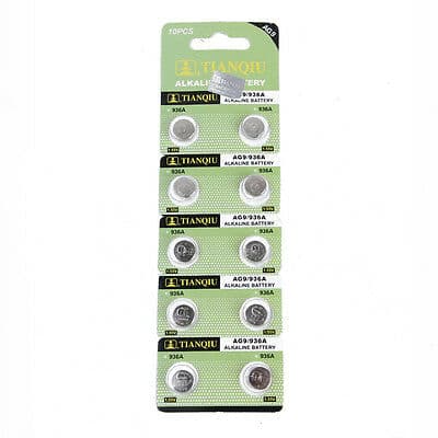 Батарейка TIANQIU Alkaline AG9 LR936 LR936W 394 394A CX194 SR936 LR45, 1.55V, 9.5x3.6mm