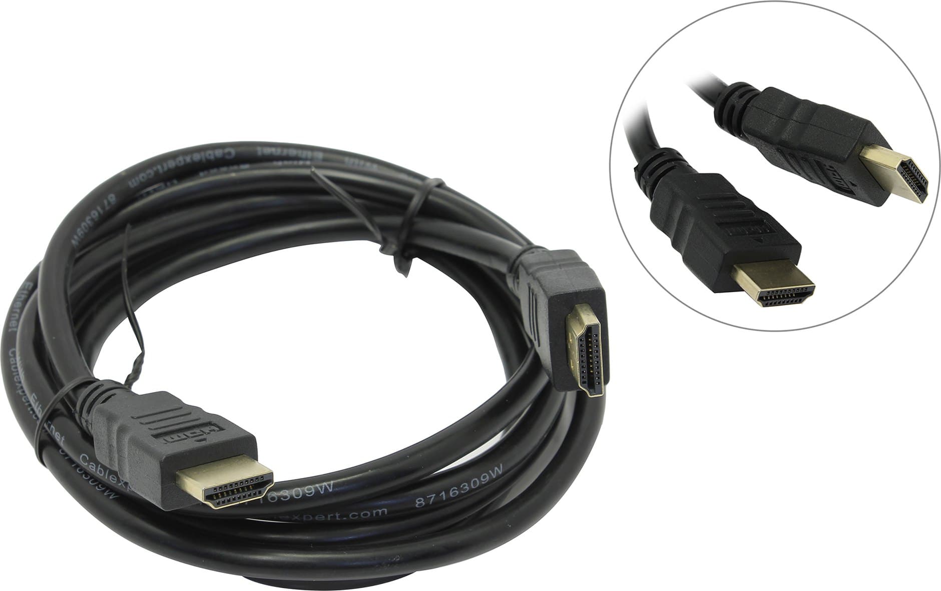 Кабель HDMI to HDMI, 1.0m Exegate (EX191098RUS), v1.4 папа/папа, позолоченные контакты