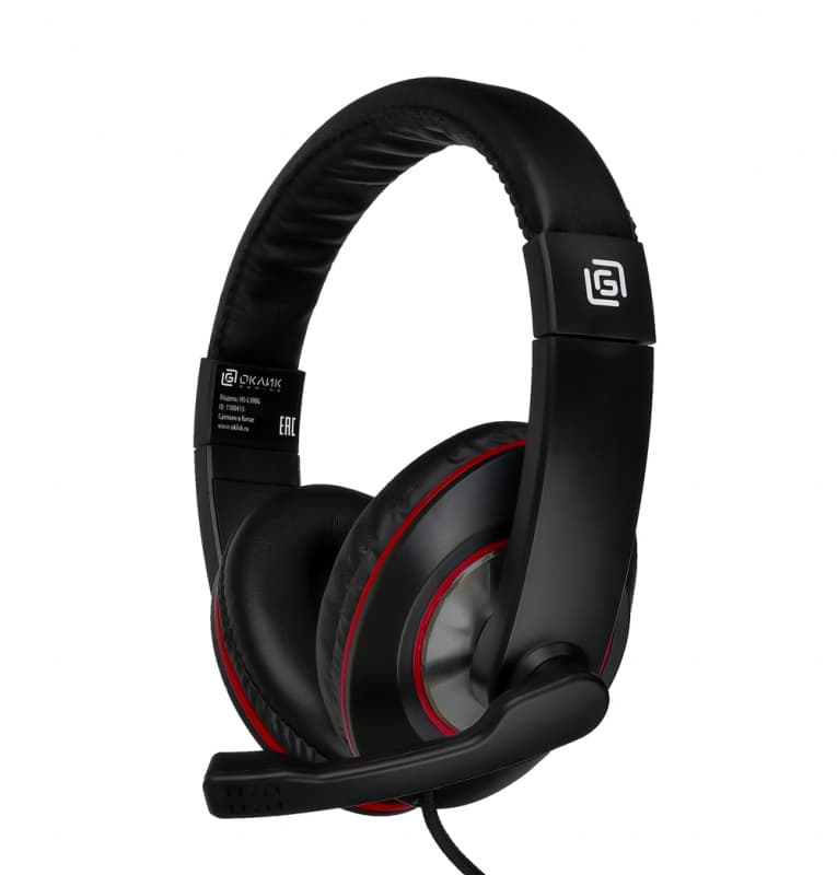 Гарнитура Oklick HS-L390G DRAGON black/red, полноразмерная игровая, 1.8м