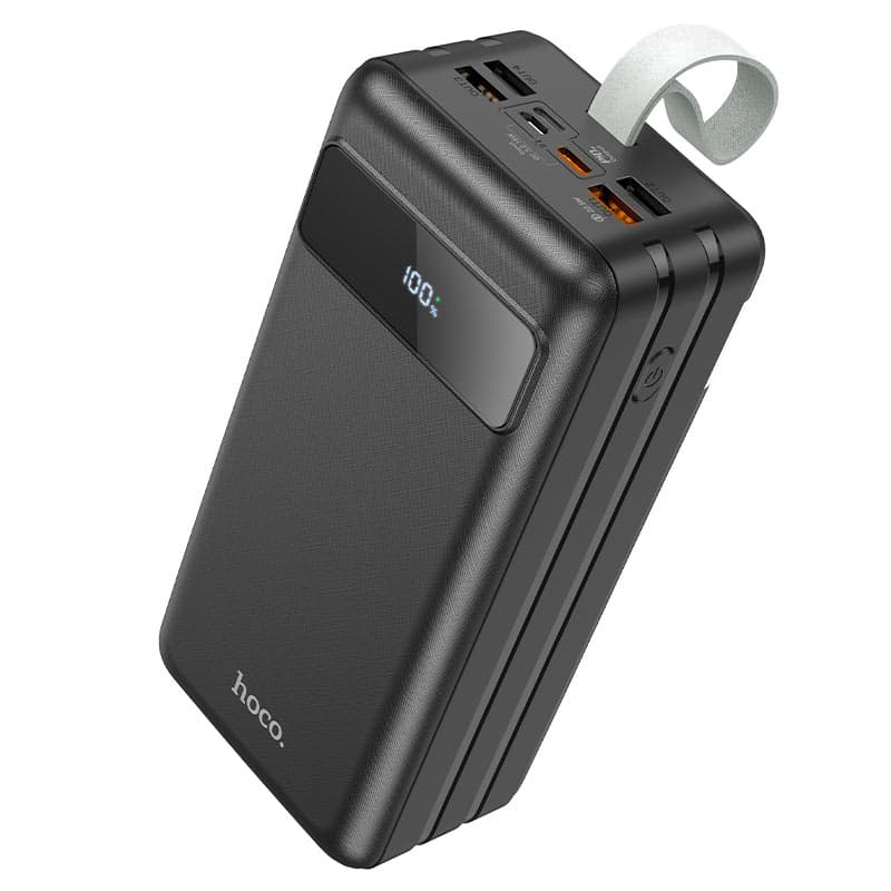 Портативное зарядное устройство (Power bank) Внешний аккумулятор HOCO J86B Black 60000mAh, LCD, 22.5W PD20W, QC3.0 Output: 3xUSB, Type-C, Input:Type-C/MicroUSB, фонарик