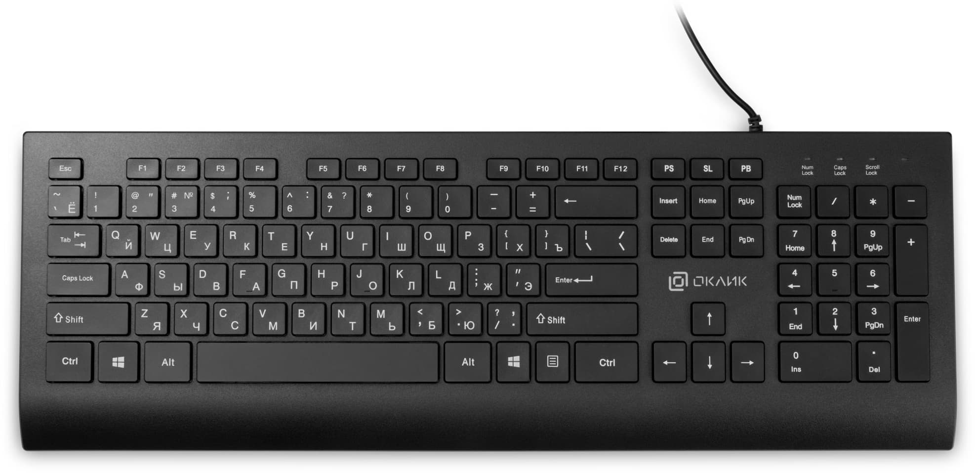 Клавиатура Oklick 155M черный USB slim Multimedia