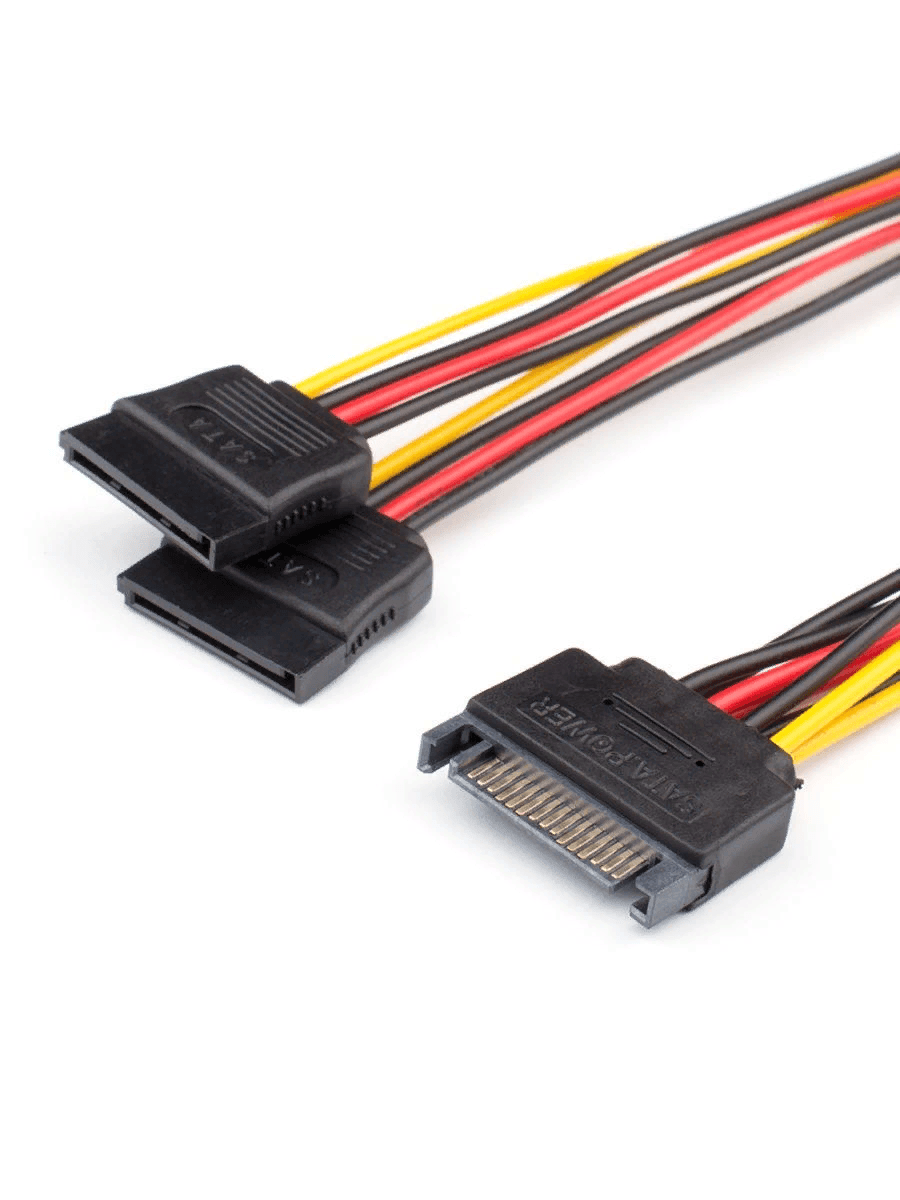 Кабель переходник питания SATA-2SATA ATCOM (AT4366) Разветвитель SATA to 2SATA power cable 0.2m