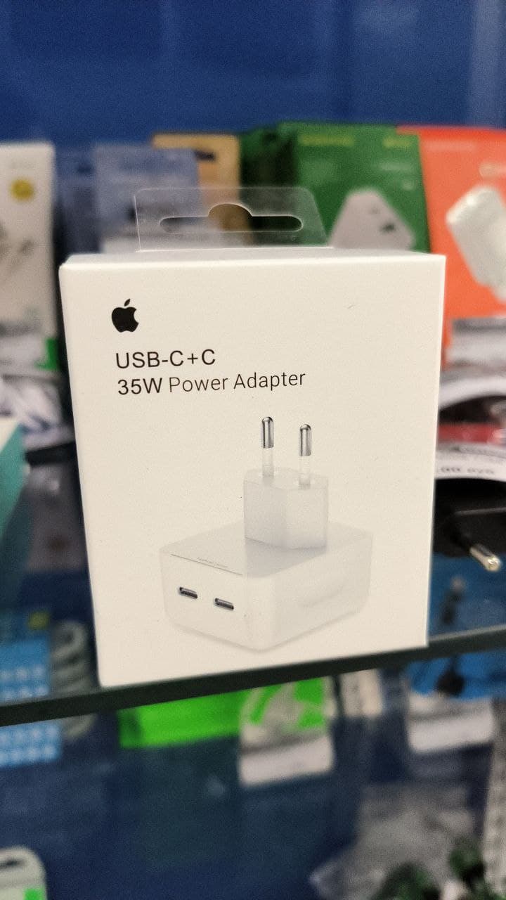 Сетевое зарядное устройство Apple USB-C+C 35W Power Adapter (MHJE3ZM/A) 2x USB Type-C, белый