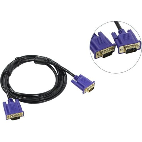 Кабель VGA 15/15 1.8 метра HD15M/HD15M Exegate (EX138948RUS) VGA 1.8m, сигнальный с 2 ферритовыми кольцами, позолоченные разъемы, экранирование