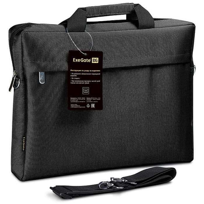 Сумка для ноутбука ExeGate S15 Black (EX205135RUS) черная, полиэстер, для ноутбуков до 15.6"