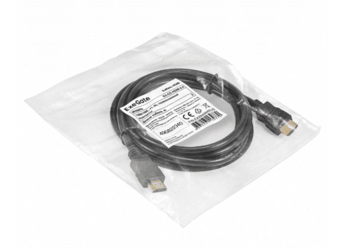 Кабель HDMI to HDMI, 2.0m Exegate (EX294684RUS), v1.4 папа/папа, позолоченные контакты