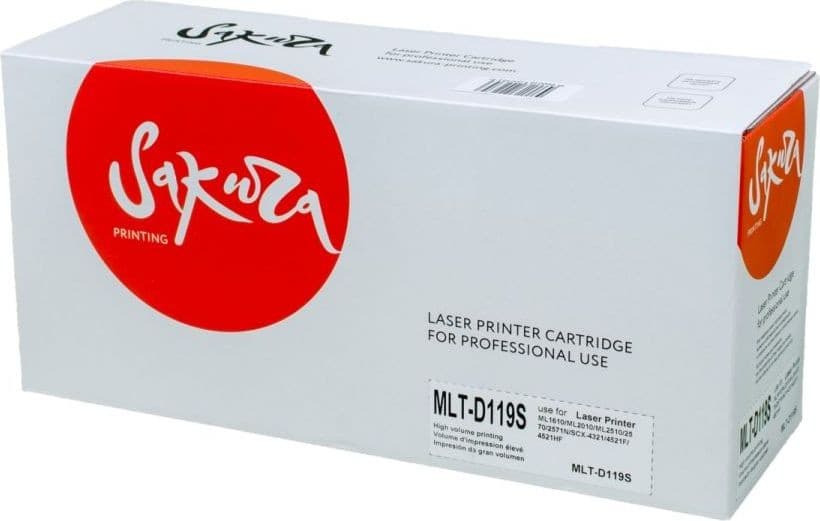 Тонер-картридж SAKURA MLTD119S для Samsung ML-1610,ML-2010 ML-2510/2570/2571N,SCX-4321/4521F/4521HF, черный, 3000к.