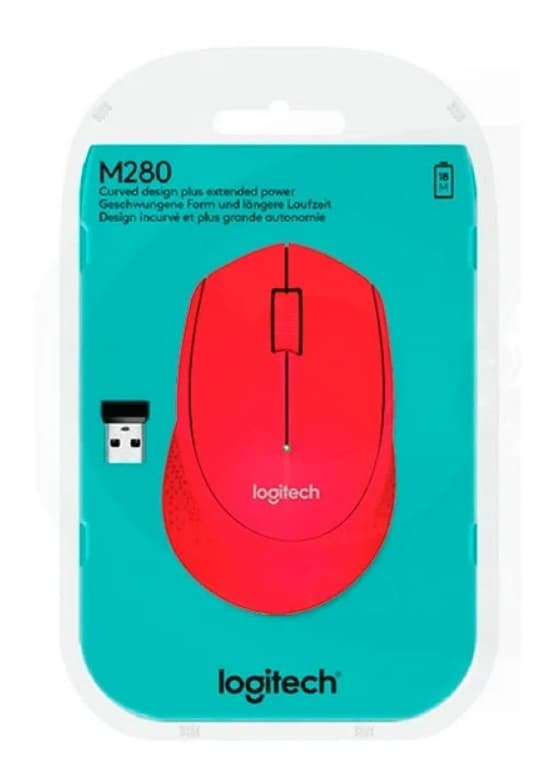 Мышь беспроводная Logitech M280 Red, USB, 1000dpi, 3 кн., 1xAA, 105.4x67.9x38.4mm (910-004308)