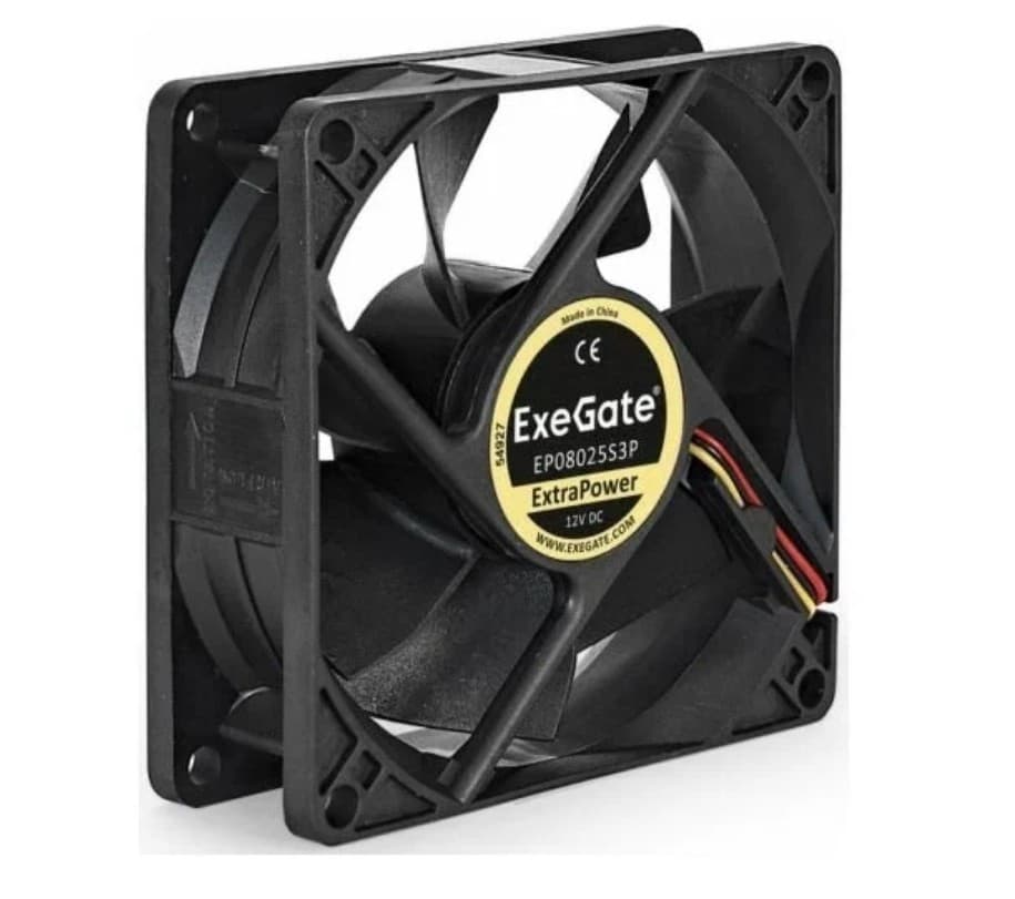 Вентилятор 12В DC ExeGate ExtraPower EP08025S3P 80x80x25 подшипник скольжения, 2500 RPM, 25dB, 3pin (EX166174RUS)