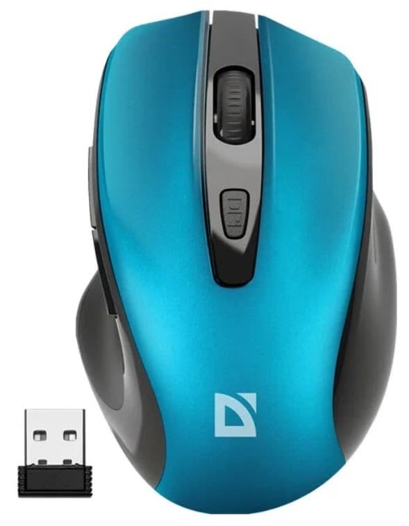 Мышь беспроводная Defender Prime MB-053 Бирюзовый, 5 кн., 800-1600 dpi, 1xAA, 109х71х40мм