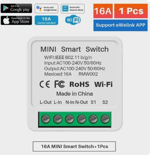 Смарт-переключатель EWELINK, WIFI, 16 А
