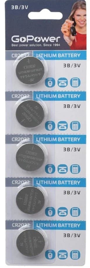 Батарейка GoPower CR2032 Lithium (1 шт.) (CR 2032) 3V, 3.2x20.0мм, для Материнских плат и пр.