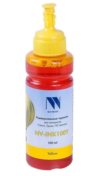 Чернила NV-INK100UY Yellow универсальные на водной основе для аппаратов Сanon/Epson/НР/Lexmark (100 ml) (Китай)