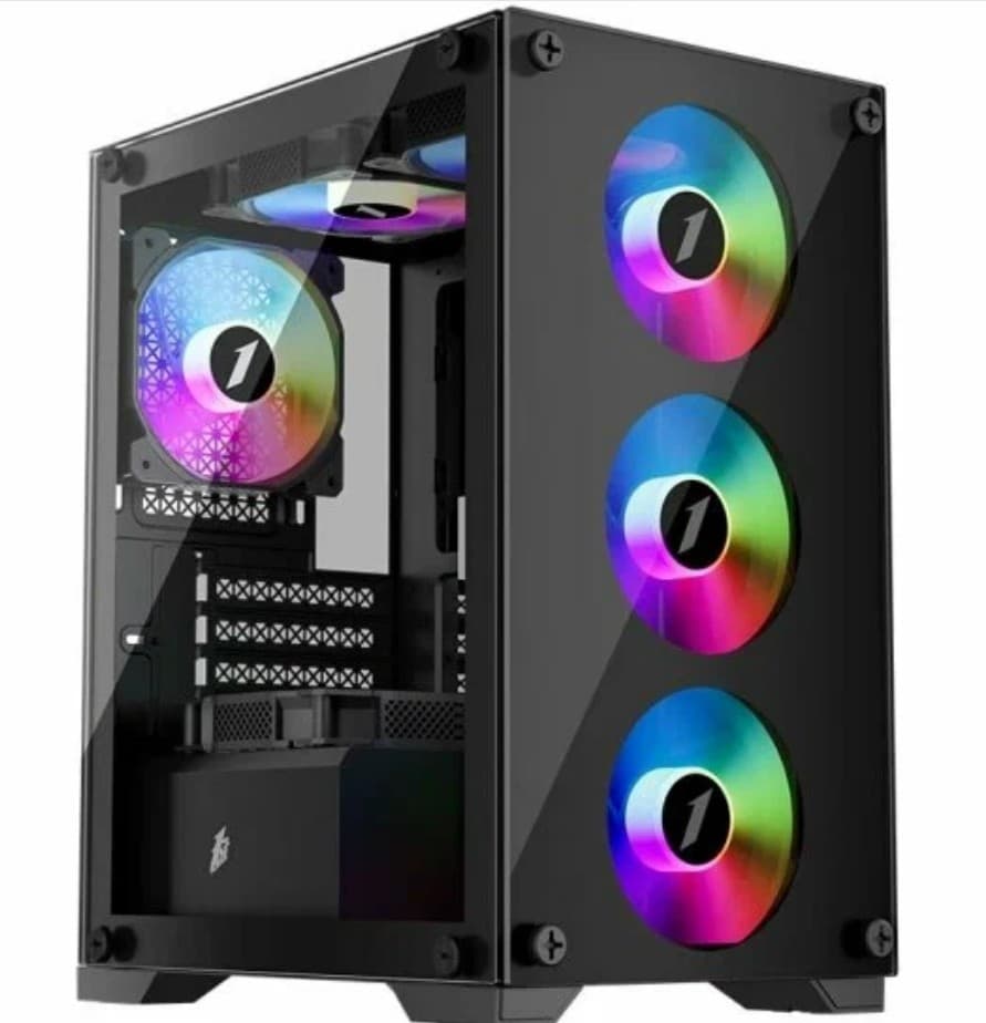 Корпус 1stPlayer FIREBASE X2-M (X2-M-4F1) Black ATX, 4x120mm LED fans inc, без БП, USB2.0*2+USB3.0*1+HD AUDIO*1