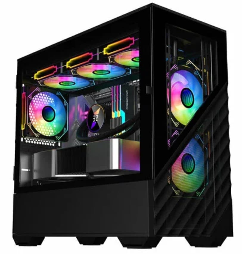 Корпус 1stPlayer DK D7 Black (D7-BK-3F1) без БП, 3 LED вент. х 120мм, Прозрачная боковая панель, 1хUSB3.0, 2хUSB2.0, Аудио