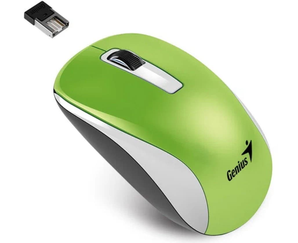 Мышь беспроводная Genius NX-7010 Green, 1600 dpi, 3кн., 100х58х39мм, 1xAA (31030018403)