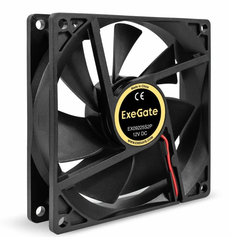 Вентилятор 12В DC ExeGate EX09225S2P 92x92x25мм, подшипник скольжения, 2pin, 2100RPM, 25 dBA (EX295240RUS)