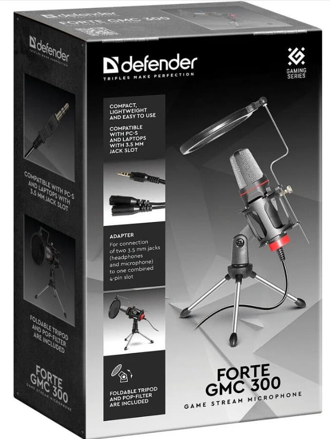 Микрофон Defender Forte GMC 300 3,5 мм, провод 1.5 м (64630)