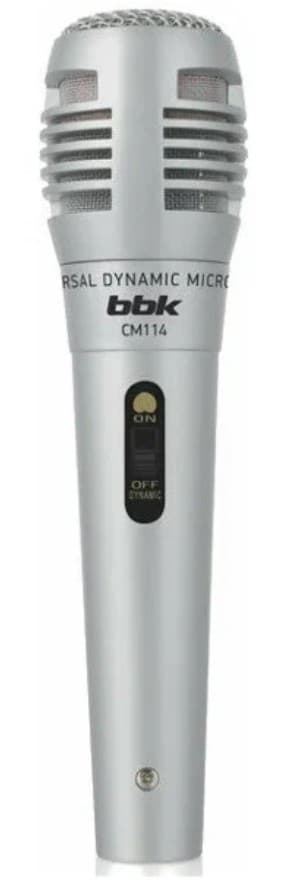 Микрофон BBK CM-114 серебро, проводной, ручной, jack 3.5 мм, jack 6.3 мм