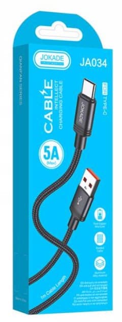 Кабель USB-Type-C Jokade JA034 (черный) 5A, 1m, нейлон, для зарядки и передачи данных USB на Type-C