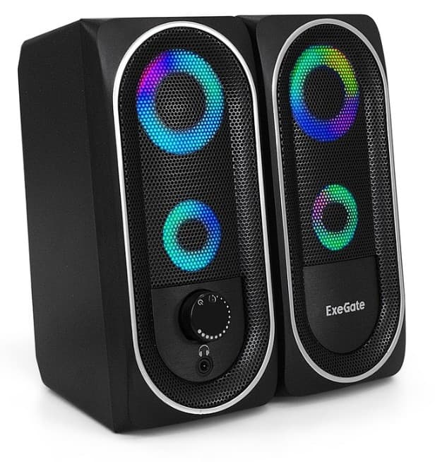 Колонки ExeGate Accord 220 2.0 черный, RGB подсветка, выход AUX, питание USB, 2х3Вт (6Вт RMS) (EX289686RUS)