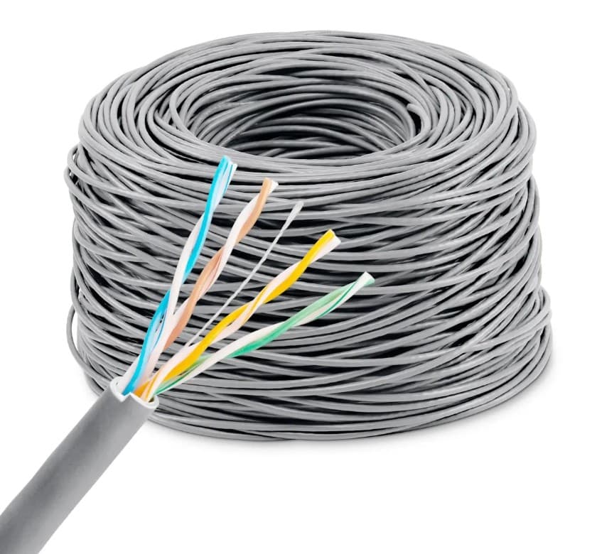 Кабель UTP CAT5E 305m KingPrice KP-UTP-C5E-0.5MM-CCA-305M 4*пары, многожильный, серый, 305м