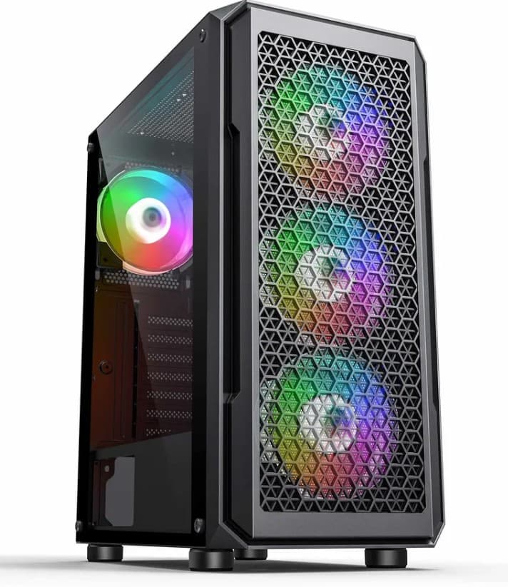 Корпус Accord 3338 черный без БП ATX 1xUSB2.0 1xUSB3.0, Type-C, audio, прозрачная боковая панель