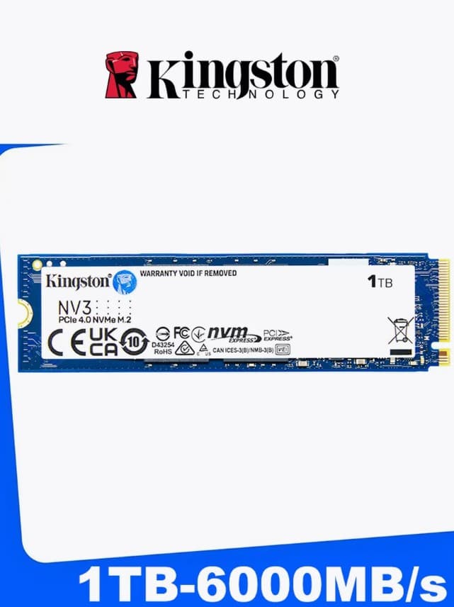 Накопитель SSD M.2 1TB Kingston NV3 NVMe M.2 2280 PCIe Gen4.0 x4 3D TLC (SNV3S/1000G) 6000/4000