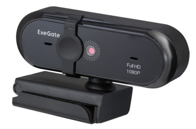 Вебкамера ExeGate Stream C925 FullHD, матрица 1/3" 2 Мп, 1920х1080, 1080P, 30fps, 4-линз. объектив, шторка, USB, фиксир. фокус, микрофон с шумоподавл., поворотн. крепл. (EX299089RUS)