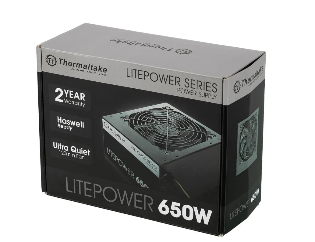 Блок питания 650W Thermaltake LT-650P 650W, PWM 120mm fan, ATX 2.3, Active PFC, 6xMolex, 5xSATA, 6+2 pin x2 PCI-E, 4+4 pin CPU (PS-LTP-0650NPCNEU-2)