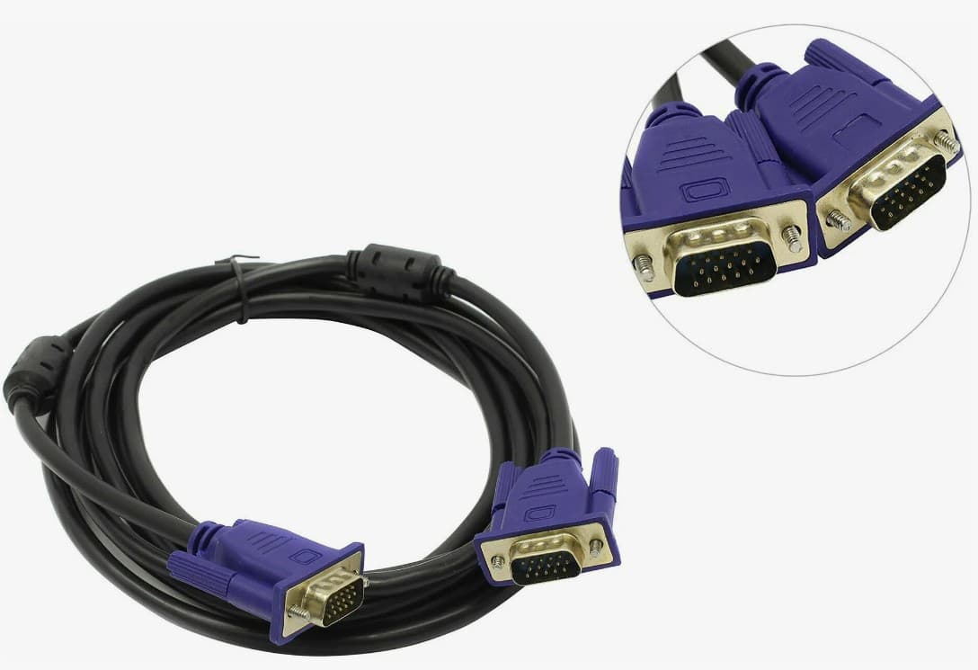 Кабель VGA 15/15 3.0 метра HD15M/HD15M Exegate (EX138949RUS) VGA 3.0m, сигнальный с 2 ферритовыми кольцами, позолоченные разъемы, экранирование