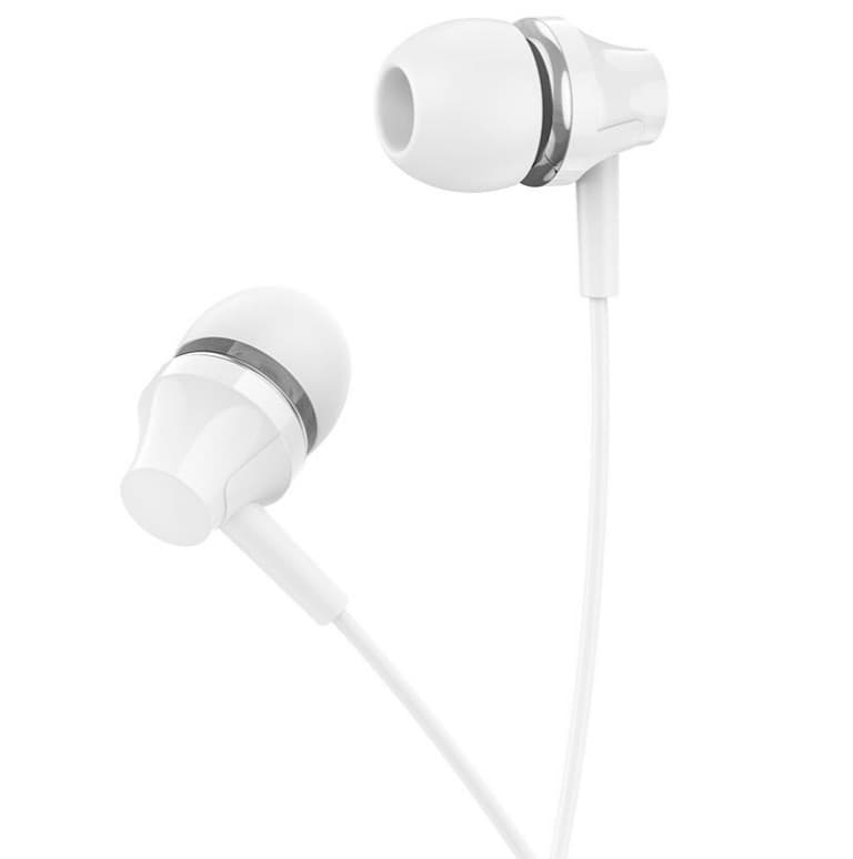 Гарнитура Borofone BM74 Singer universal White, аудио штекер 3.5мм, управление одной клавишей, высокоэластичный кабель 1.2м