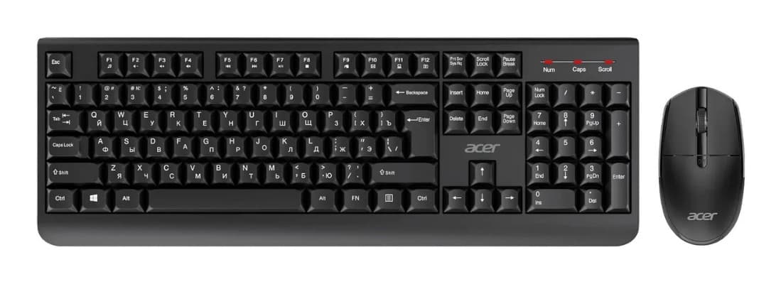 Беспроводной комплект клавиатура + мышь Acer OCC401 клав: черный, мышь: черный USB 2000 dpi, 4кн (ZL.ACCCC.016)