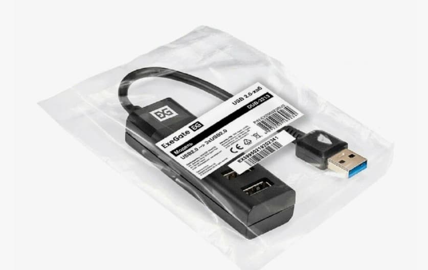 Разветвитель USB концентратор ExeGate DUB-3213C, 4 порта, Хаб Type-C --> 3xUSB2.0, 1xUSB3.0, серебристый