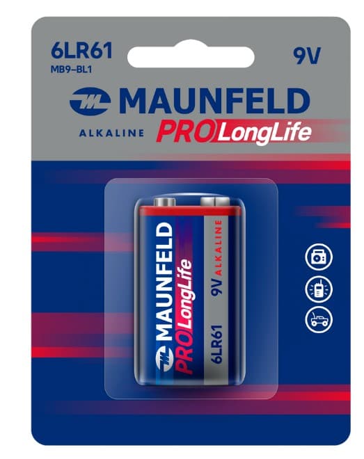 Батарейка Maunfeld PRO Long Life Alkaline 9V (6LR61) Крона MB9-BL1