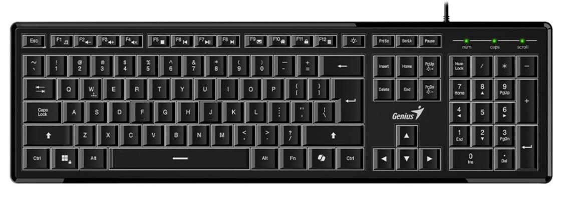 Клавиатура Genius Illuminated SlimStar 820, черный, USB, подсветка, 104 клавиши (31310055402)