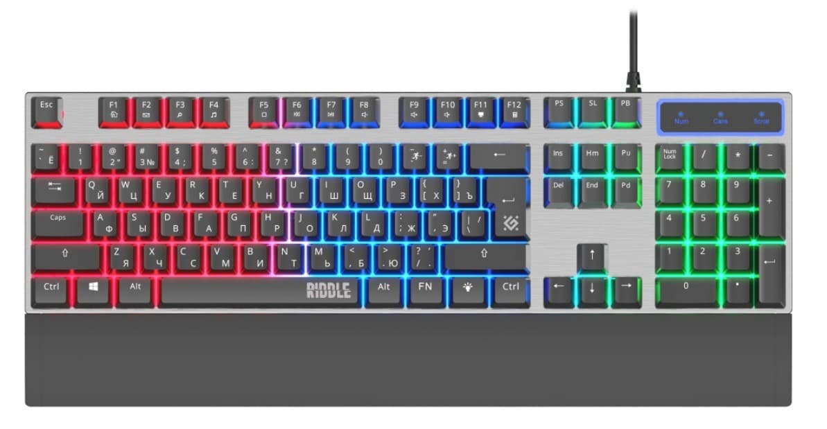 Клавиатура Defender Riddle GK-405 RU, черный (45405), игровая, радужная подсветка