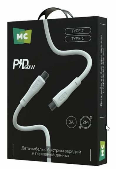 Кабель USB Type-C/Type-C More choice K60aa ПВХ 1м (Black) 60W PD Type-C - Type-C
