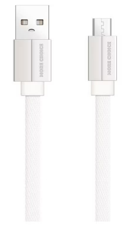 Кабель Micro-USB2.0 (AM/Mcro USB2.0 тип В) More choice K20m, 1.0m (White) плоский, нейлон