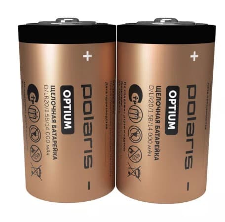 Батарейка Polaris Optimum PB LR20 (D) Alkaline тип D (блистер 2 шт)