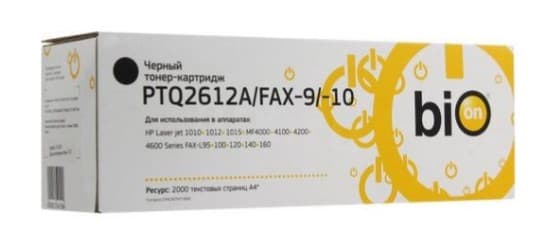 Тонер-картридж Bion BCR-Q2612A/FX-10/C703 для HP LaserJet M1005,1010,1015,1020,1022,M1319f,3015,3020,3030/Canon i-SENSYS FAX-L95,100,120,140,160,MF-4018