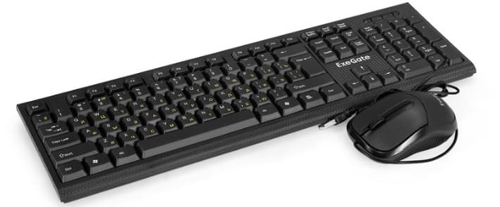 Клавиатура + Мышь ExeGate Professional Standard Combo MK170. Клавиатура влагозащищенная: 104 кл., офисн., 1.5м. Мышь: 1000 dpi, 3 кн., 1.5м (EX298912RUS)