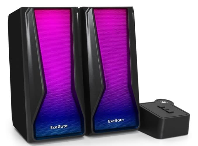 Колонки ExeGate Accord 230 2.0 черный, RGB подсветка, выход AUX, питание USB, 2х3Вт (6Вт RMS) (EX289687RUS)